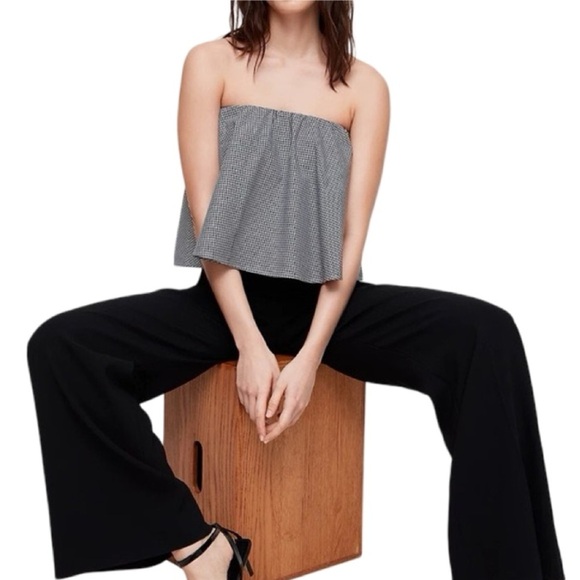 Aritzia Babaton Eckerd Strapless Blouse | Black & White Gingham | Size Large - Picture 1 of 10